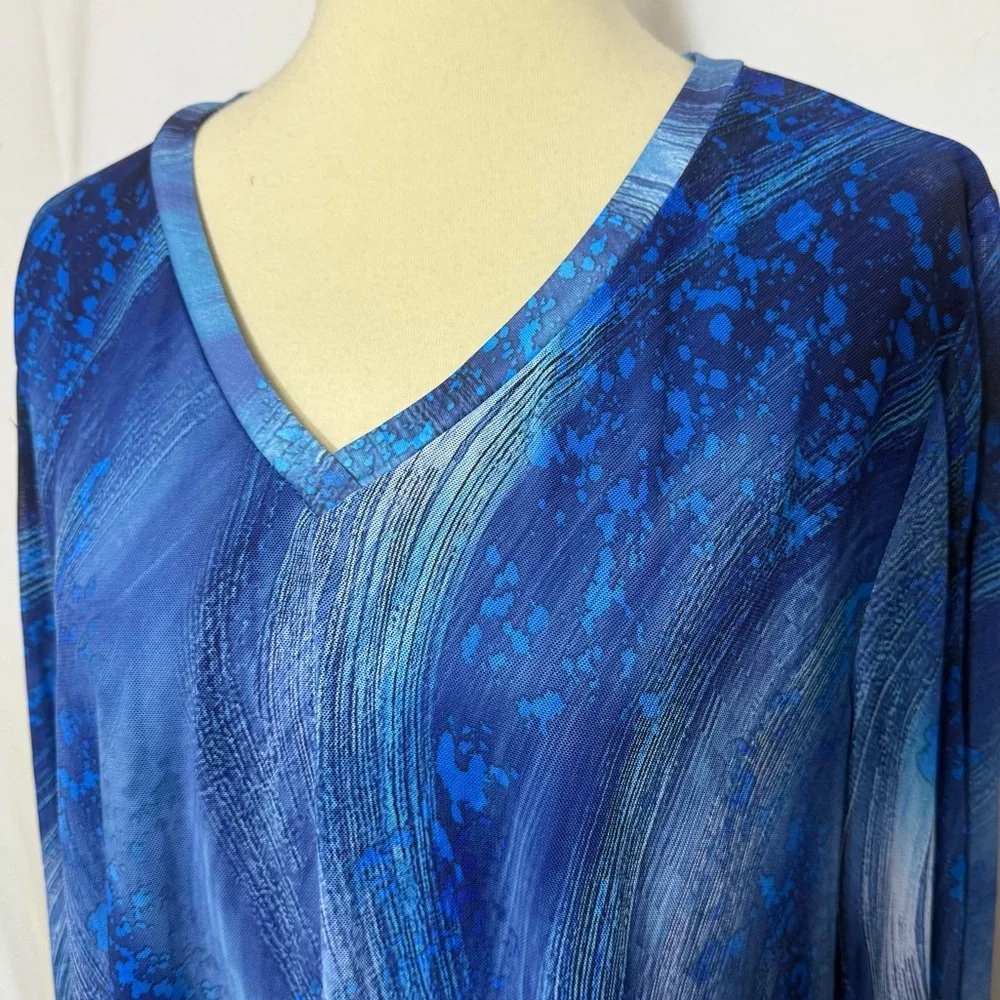 Vibrant Blue Blouse with Long Sleeves - Picture 7 of 12